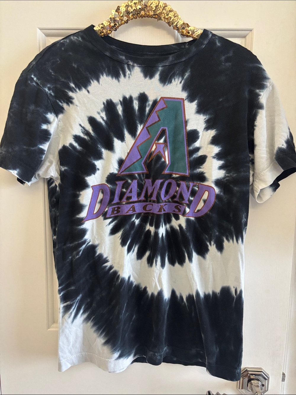 Throwback Retro Arizona Diamondbacks Tie-Dye Short Sleeve Tee - Black & White